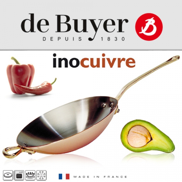 Inocuivre Vip - Kupfer WOK mit Messinggriffen - 32 cm